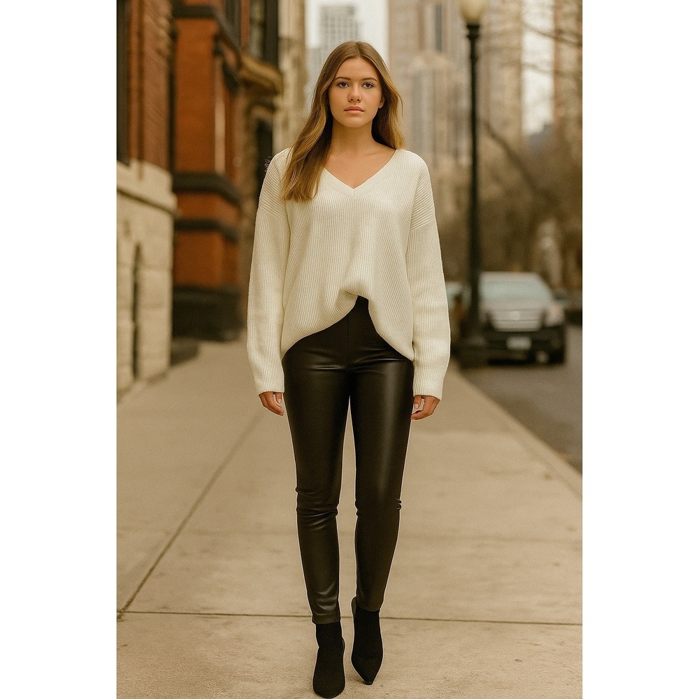 Joie Faux Leather Pants Womens XXL Dark Chocolate Pull On‎ Elastic Waist Skinny